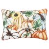 14" X 20" Ivory And Orange Pumpkins Cotton Throw Pillow with Embroidery
