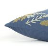 18" Blue And Ivory Hello Fall Cotton Throw Pillow with Embroidery