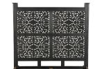 Black Carved Floral Distressed Solid Wood Queen Bed Frame