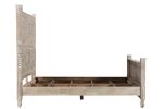 Gray Carved Floral Solid Wood King Bed Frame