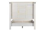 White Carved Geometric Distressed Reclaimed Wood Queen Bed Frame