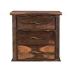 27" Dark Brown Solid Wood Three Drawer Nightstand