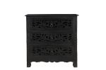 30" Black Solid Wood Distressed Three Drawer Nightstand