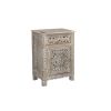 30" Gray Solid Wood Distressed One Drawer Nightstand
