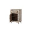 30" Gray Solid Wood Distressed One Drawer Nightstand