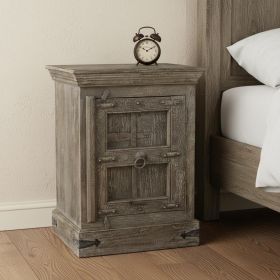 36" Brown Solid Wood Distressed Nightstand