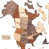 35" X 59" Brown and Beige Wood World Map Hanging Dimensional Sculpture