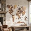 35" X 59" Brown and Beige Wood World Map Hanging Dimensional Sculpture