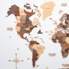 35" X 59" Brown and Beige Wood World Map Hanging Dimensional Sculpture