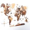 35" X 59" Brown and Beige Wood World Map Hanging Dimensional Sculpture