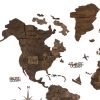 24" X 39" Brown Wood World Map Hanging Dimensional Sculpture