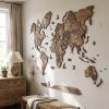 47" X 79" Dark Brown World Map Hanging Dimensional Sculpture