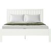 White Shiplap Texture Solid Wood Queen Bed Frame