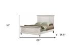 White Ribbed Texture Solid Wood Queen Bed Frame
