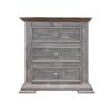32" Gray Three Drawer Nightstand