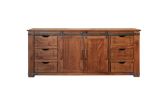 70" Brown Solid Wood Enclosed Storage Distressed TV Stand