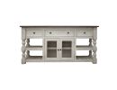 70" Ivory Solid Wood Open shelving Distressed TV Stand