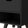 19" Black Wood One Drawer Nightstand