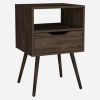 25" Brown Wood One Drawer Nightstand