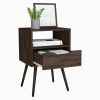 25" Brown Wood One Drawer Nightstand