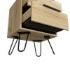 22" Oak Wood Two Drawer Nightstand