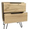 22" Oak Wood Two Drawer Nightstand