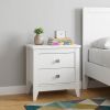 24" White Two Drawer Faux Wood Nightstand