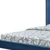 Navy Blue Solid Wood King Upholstered Velvet Bed with Nailhead Trim
