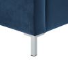 Navy Blue Solid Wood King Upholstered Velvet Bed with Nailhead Trim