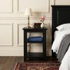 28" Black Solid Wood Nightstand