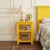 28" Yellow Solid Wood Nightstand