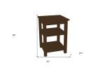 28" Dark Brown Solid Wood Nightstand