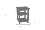 28" Gray Solid Wood Nightstand