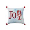 18" Blue White And Red Lobster Joy Throw Pillow with Embroidery