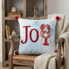 18" Blue White And Red Lobster Joy Throw Pillow with Embroidery