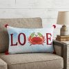 14" X 22" Blue White And Red Crab Love Throw Pillow with Embroidery
