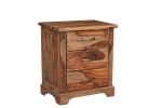 27" Brown Solid Wood Live Edge Three Drawer Nightstand