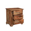 27" Brown Solid Wood Live Edge Three Drawer Nightstand