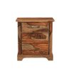 27" Brown Solid Wood Live Edge Three Drawer Nightstand