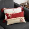 Set of Two Red And White Lumbar Christmas Cotton Throw Pillow Covers