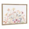 24" X 32" Natural And White Flower Bouquet Metal And Wood Framed Art