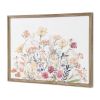 24" X 32" Natural And White Flower Bouquet Metal And Wood Framed Art