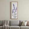 32" X 12" Natural White And Lavender Floral Wood Framed Art