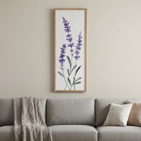 32" X 12" Natural White And Lavender Floral Wood Framed Art