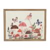 20" X 26" Natural And White Butterflies and Mushrooms Metal Framed Art