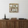 16" X 16" Brown And Gray Man Cave Wood And Metal Wall Decor