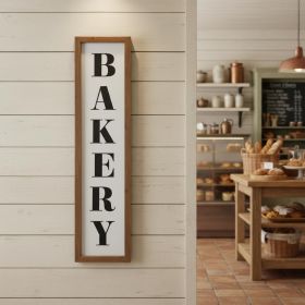 11" X 26" Black Brown And White Reversible Kitchen Wood Hanging Wall Decor