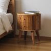 18" Natural Solid Wood Oval Two Drawer Nightstand