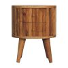 18" Natural Solid Wood Oval Two Drawer Nightstand