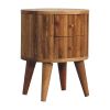 18" Natural Solid Wood Oval Two Drawer Nightstand